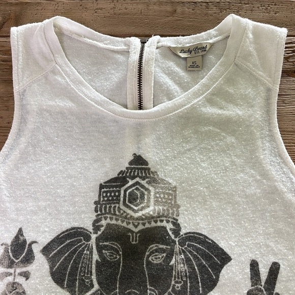 Lucky Brand Elephant Graphic Peace Tank Size XS - Picture 3 of 5